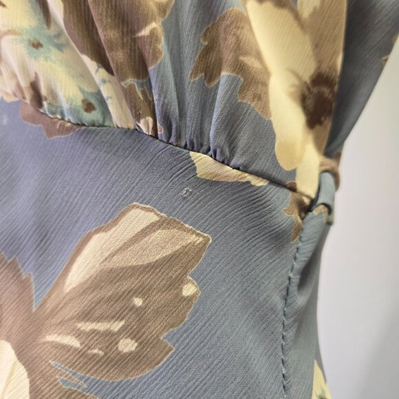 Vintage 90s Y2K Fairy Romantic Babydoll Sheer Floral Maxi Dress Blue Sleeveless - Picture 6 of 14